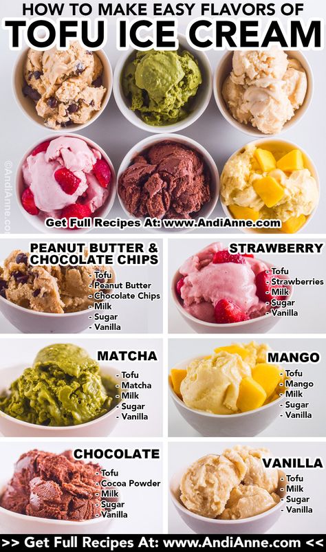 Plant Based Ice Cream Recipes, How To Make Vegan Ice Cream, Diy Vegan Ice Cream, Ice Cream Combinations, Vegan Protein Ice Cream, Tofu Desserts Healthy, Chia Seed Ice Cream, Dessert Tofu Recipes, Silken Tofu Ice Cream