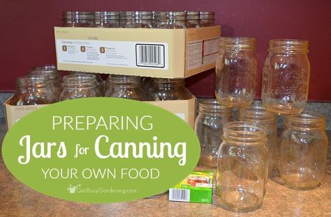 Preparing jars for canning your own food Sterilizing Canning Jars, Dehydrating Recipes, Reuse Jars, Canning Equipment, Canning 101, Gallon Jars, Homesteading Ideas, Tiny Jars, Canning Jar