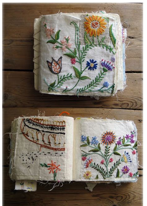 Textile Art Embroidery, Fabric Books, Embroidery Sampler, Embroidery Book, Fabric Journals, Stitch Book, Needlework Embroidery, 자수 디자인, Slow Stitching