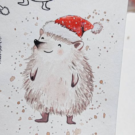 Santa’s little spiky helper is here🦔 A hedgehog’s Christmas wish? More cozy snuggles! ❤️✨ I really enjoyed creating this watercolor hedgehog, it was so such fun!! Hope you'll try to create and let me know Cuteness bundled up like a little Christmas present, isn't it? ..................................................................... Cozy Christmas with Artsy Sera 🎄 'How to do' projects! .................................................................... Watercolor Hedgehog, Christmas Hedgehog, Hedgehog Christmas, Autumn Watercolor, Birthday Card Drawing, Watercolour Ideas, A Hedgehog, Season Of Love, Fall Watercolor