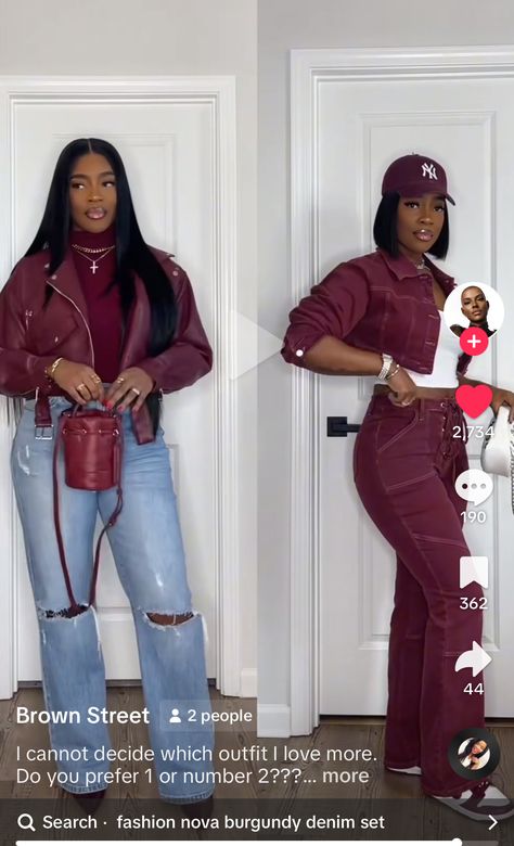 Nia Long Love Jones Outfits, All Burgundy Outfit Women, Love Jones Outfits, Maroon Sweatpants Outfit, Green And Burgundy Outfit, Nia Long Love Jones, Hbcu Drip, Burgundy Fits, Gameday Fits