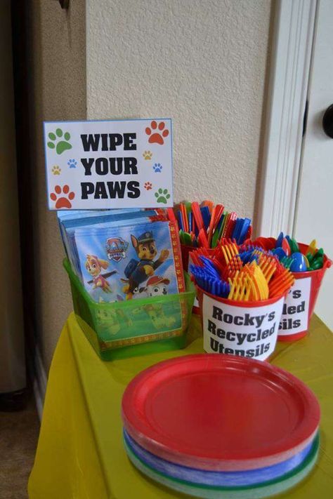 Paw Patrol Birthday Party Ideas, Birthday Party Ideas For Boys, Paw Patrol Birthday Decorations, Paw Patrol Party Decorations, 4de Verjaardag, Paw Patrol Birthday Theme, Paw Party, Paw Patrol Birthday Party, Puppy Birthday