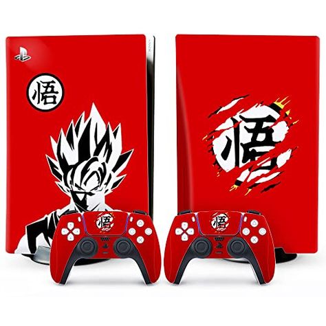 Toxxos PS5 Skin - Disc Edition Anime Console and Controller Accessories Cover Skins PS5 Controller Skin Gift ps5 Skins for Console Full Set Red PS5 Skin Gaming Supplies, Ps5 Skin, Ps5 Controller, Red Accessories, Full Set, Red And White, Pet Supplies, Black And Red, Gaming