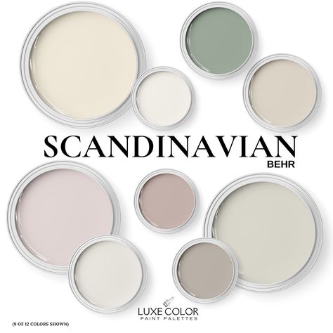 This Scandinavian color palette features clean and minimalist hues that coordinate from Behr Paints. This is a *digital download* packet that contains helpful information to assist you with quick and easy color selections for your home. Each color is specifically selected to pair and compliment one another thus saving you the time and stress of assembling the colors yourself.   This digital product includes: 3 PDF's: *Scandinavian inspired colors *Paint Numbers and Names *Perfectly paired paint Blank Canvas Behr Paint Palette, Scandinavian White Paint Colors, Solid Opal Behr Paint, Best Bathroom Paint Colors Behr, Cottage House Color Schemes, Behr One Coat Paint Colors, Cream Colors Paint, Modern French Color Palette, Bathroom Paint Palette