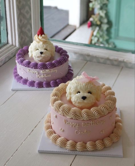 White Puppy Cake, Dog's Birthday Cake, Shih Tzu Birthday Cake, Dog Birthday Cake Design Ideas, Cute Dog Cake Designs, Cute Puppy Cake, Cake Designs For Dogs, Dog Cake Aesthetic, Dog Cakes Design