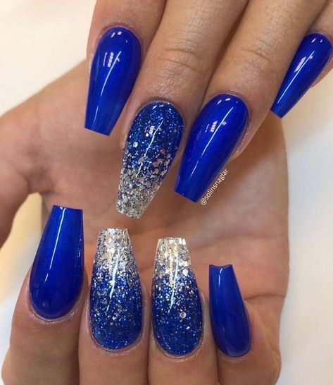 Royal Blue Nails Designs, Casket Nails, Blue And Silver Nails, Blue Coffin Nails, Royal Blue Nails, Baby Blue Nails, Blue Acrylic Nails, Blue Nail Designs, Round Nails