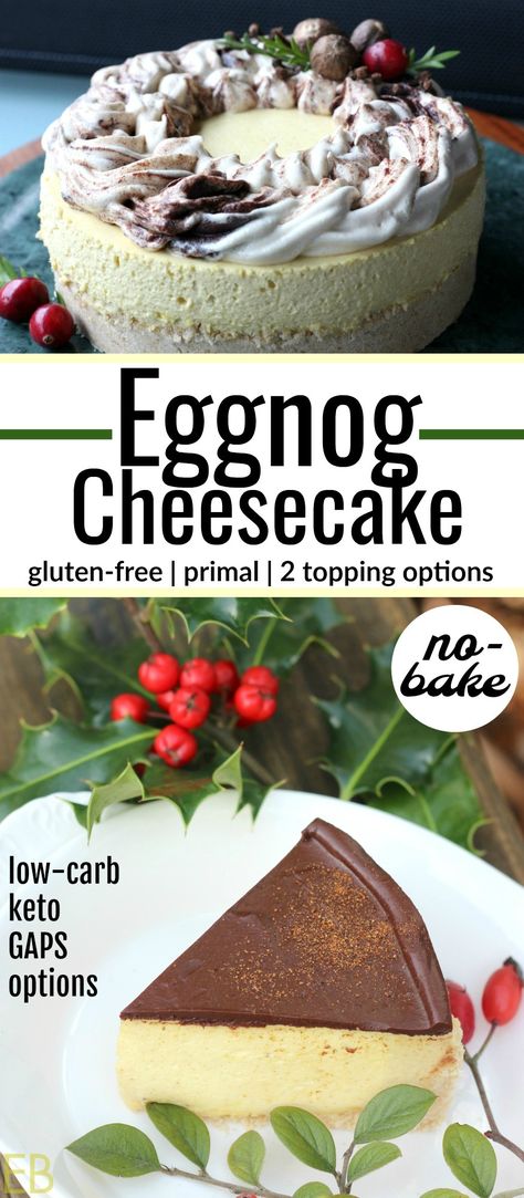 Paleo Eggnog, Paleo Deserts, Eat Beautiful, Eggnog Cheesecake, Beautiful Recipes, Christmas Cheesecake, Hcg Recipes, Keto Baking, Gluten Free Cheesecake