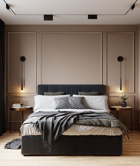 These bedrooms balance trends with timelessness to inspire a spectacular—and relaxing—space. Small Room Interior Design Bedroom, Wall Ideas For Small Bedroom, Primary Bedroom Ideas Luxury, Soft Glam Bedroom Ideas, Small Apartment Master Room, B&b Bedroom, Kimpton Hotel Room, Hotel Room Wall Color, Accent Wall With Quarter Round