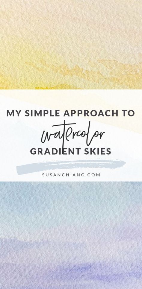 Watercolor Gradient Skies Pinterest Simple Watercolor Sunset, Gradient Watercolor Painting, How To Watercolor Background, Watercolour Background Tutorial, Watercolor Art Landscape Simple, Watercolor Sky Tutorial, Watercolour Gradient, Watercolor Sky Background, Nurita Harith