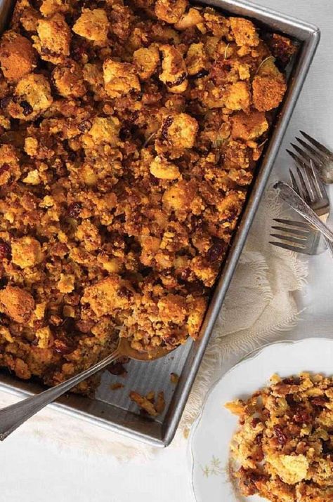 This Northern-style stuffing is a fun spin on a classic Southern staple. The slightly sweet cranberry and orange flavors complement the savory herbs and sausage, and they all come together to create a perfect match for Thanksgiving turkey. Jamaican Sweet Potato Pudding, Cornbread Stuffing Recipes, King Arthur Flour Recipes, Sweet Potato Pudding, Potato Pudding, Cornbread Stuffing, King Arthur Baking, Recipes Bread, Savory Herb