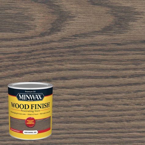 Minwax | Aged Barrel | Semi-Transparent Aged Barrel Minwax Stain, Minwax Aged Barrel Stain On Red Oak, Aged Barrel Stain On Red Oak, Minwax Aged Barrel Stain On Pine, Mini Wax Aged Barrel Stain, Varathane Wood Stain Burbon, Minwax Polyshades, Wood Stain Colors, Semi Transparent