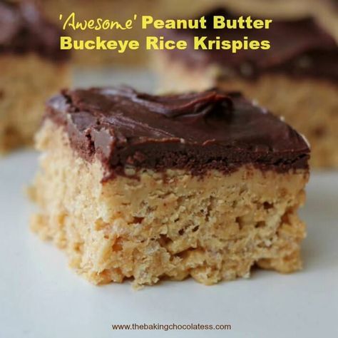 40+ Super School Lunch Meals to pack for back to school. Lunch meals, breakfast treats, and snacks! ~ http://www.julieseatsandtreats.com Bars With Rice Krispies, Buckeye Bars Recipe, Buckeye Recipe, Buckeye Bars, Peanut Butter Buckeyes, Chocolate Rice Krispies, Finger Food Desserts, Chocolate Rice Krispie Treats, Peanut Butter Dessert Recipes