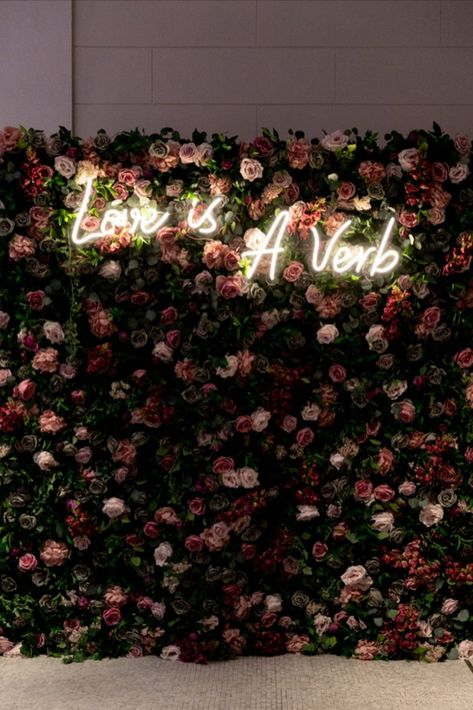 This personalized touch adds a modern and romantic ambiance, turning their wedding into an unforgettable experience. Let their love story shine brilliantly as they embark on this beautiful journey together, creating cherished memories along the way. Here's to a wedding that truly expresses their unique love! 💍💫 Neon Sign Decor, Engagement Stage Decoration, Grass Backdrops, Flower Backdrop Wedding, Custom Wedding Decor, Photo Backdrop Wedding, Wedding Stage Design, Wedding Backdrop Decorations, Flower Wall Backdrop