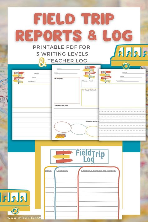 Field Trip
Report
Journal
Log
Printable
PDF Homeschool Planning Printables, Things To Pack, Bullet Journal Printables, Teacher Toolbox, Travel Log, Homeschool Planning, Planning Printables, Journal Printables, School Items