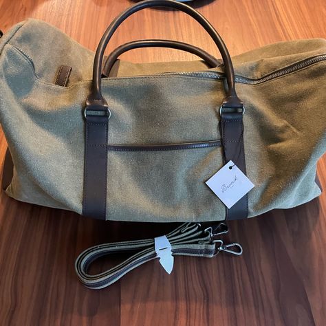 Brouck & Co Vintage Style Khaki Duffel Bag. Comes With Long Shoulder Strap And Interior Pockets. Brand New, Never Used. Canvas Duffle Bag, Leather Duffel Bag, Leather Duffel, Duffel Bags, Duffel Bag, Duffle Bag, Vintage Style, Shoulder Strap, Vintage Fashion