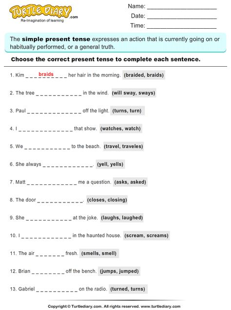 Simple Tenses Of Verbs Worksheets Verb Worksheets 3rd Grade, The Sentence Worksheet, Simple Past Tense Worksheet, Worksheets For 3rd Grade, Simple Present Tense Worksheets, Eng Grammar, Sentence Worksheet, Future Tense Verbs, Tense Worksheet