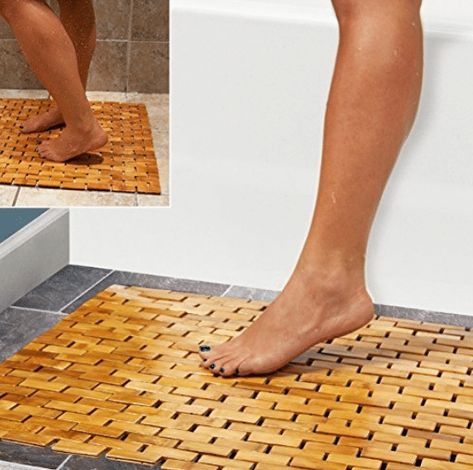 HANKEY Luxury Multipurpose Bamboo Bath Mat Wooden Shower Mat, Wooden Bathmat, Rollup Design, Bamboo Bath Mat, Bathroom Floor Mats, Bamboo Bath Mats, Shower Floor Mat, Non Slip Bathroom Flooring, Non Slip Shower Mat