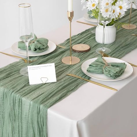 Amazon.com: Sage Green 1 x Table Runner and 6 x Napkins Set, Table Decor, Cheesecloth, Rustic, Wedding, Birthday Party, All Events and Parties. : Home & Kitchen Set Table, Cheese Cloth, Napkins Set, Sage Green, Table Runner, Rustic Wedding, Table Decor, Table Runners, Birthday Parties