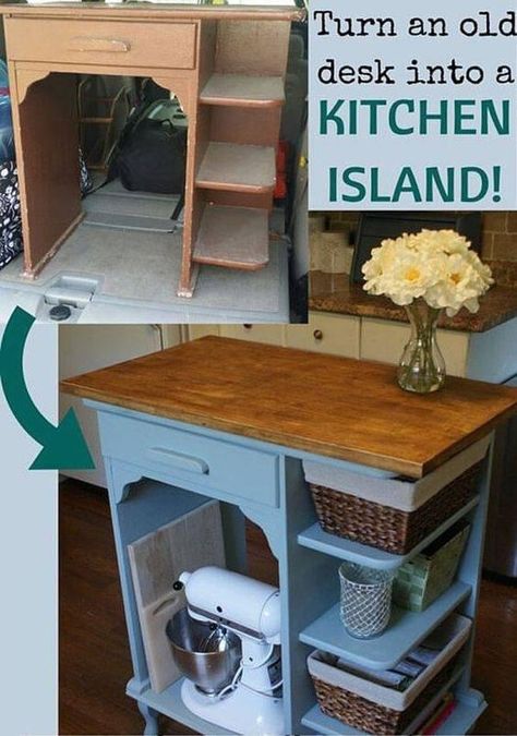 Repurposed Kitchen Island, Portable Island, Build Kitchen Island, Repurposed Kitchen, Armoire, Kitchen Island, Garage, Desk, Furniture