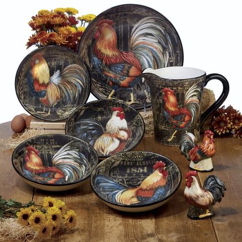 Rooster Kitchen Decor, Country Rooster, Rooster Kitchen, Pasta Bowl Set, Pasta Bowl, Salt And Pepper Set, Pasta Bowls, Dessert Bowls, Dinnerware Set