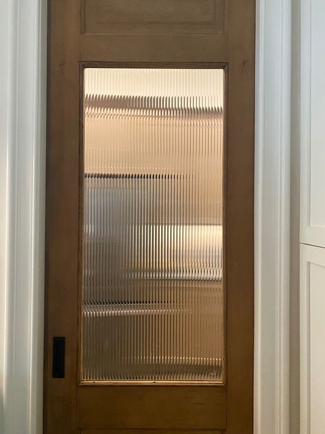 Reeded Glass Pocket Door, Fluted Glass Pocket Door, Reed Glass Door, Reeded Glass Door, Glass Pocket Door, Glass Pocket Doors, Glass Door Design, Glass Pantry, Reeded Glass