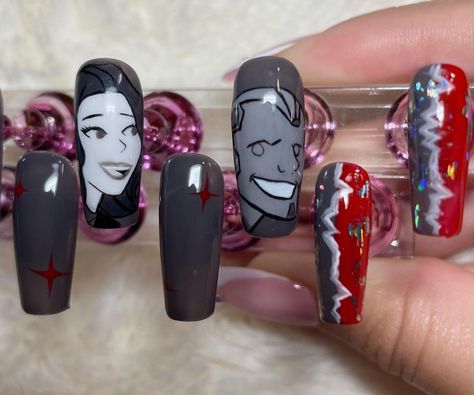 Wanda Vision Nails, Wandavision Nails, Wanda Nails, Tv Nails, Wolverine Nails, Avengers Nails, Wanda Vision, Inspired Nails, Deadpool Wolverine