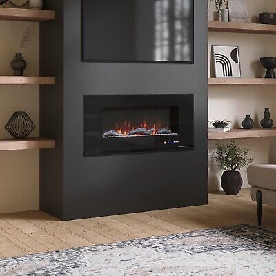 bedsnfurniture.com - Looking for similar products - Visit our website. Cabin & Midsleeper Beds. Kids & Baby. Cable Length: 1.85m - exiting the fire from the bottom right-hand side. Side & Nest tables. Style: Wall mounted or inset. Temperature scale is featured on the front of the fire. Small Media Wall Ideas, Midsleeper Beds, Media Wall Shelves, Wall Hung Electric Fires, Wall Electric Fireplace, Wall Units With Fireplace, Built In Wall Units, Sleek Fireplace, Lounge Room Styling