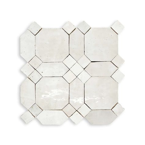 Atlas White Art - Style-Access Terracotta Mosaic, Octagon Tile, Zellige Tiles, Bathroom Farmhouse, Black Splash, Glazed Terracotta, Terracotta Floor, Sample Board, Containers For Sale