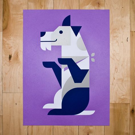 bandito_03 Geometric Dog Illustration, Geometric Dog, Geometric Illustration, Wire Fox Terrier, Fun Illustration, Dog Illustration, Fox Terrier, Dog Paintings, Pet Beds