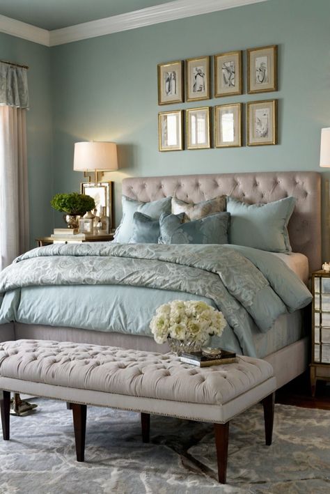 Elevate your bedroom with effortless sophistication using sea salt hues. Discover how to infuse elegance with our exclusive tips. #ad     #Colortrend #wallpaint2024  #color2024  #DIYpainting  ##DIYhomedecor  #Fixhome Sea Salt Walls, Bedroom Sea Salt, Sea Salt Sherwin Williams Bedroom Decor, Sea Salt Sand Bedroom, Seaglass Bedroom Ideas, Seafoam Bedroom, Sherwin Williams Seasalt Bedroom, Bedrooms Painted In Sea Salt, Sea Salt Bedroom Ideas