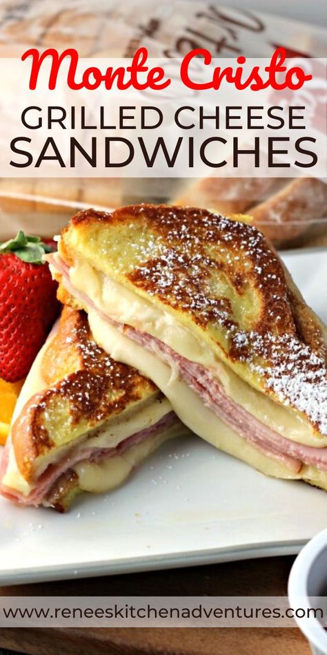 Monte Cristo Sandwich, Best Sandwich Recipes, Cheese Sandwich Recipes, Grilled Ham, Grilled Cheese Sandwiches, Deli Sandwiches, Hot Sandwich, Grilled Cheese Recipes, Monte Cristo