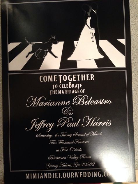 Her wedding invitations would look something like this. The Beatles Wedding, Beatles Wedding Theme, In My Life Beatles, Beatles Themed Wedding, Beatles Wedding, Beatles Theme, Pub Party, Celestial Wedding Theme, 60s Wedding