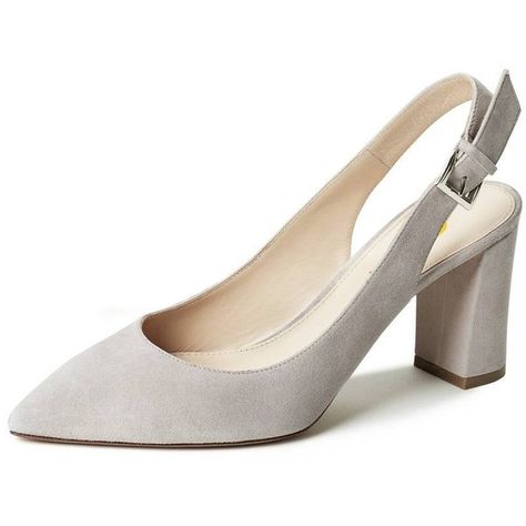 Amazon.com | FSJ Women Daily Walking Trendy Slingback Pointed Toe... ($50) ❤ liked on Polyvore featuring shoes, pumps, slingback pumps, pointy toe pumps, chunky heel shoes, pointy toe slingbacks and chunky-heel pumps Gray Shoes Women, Heels Slingback, Gladiator High Heels, Chunky Heel Pumps, Velvet Heels, Kitten Heel Pumps, Open Toe Shoes, High Heel Boots Ankle, Pumps Shoes