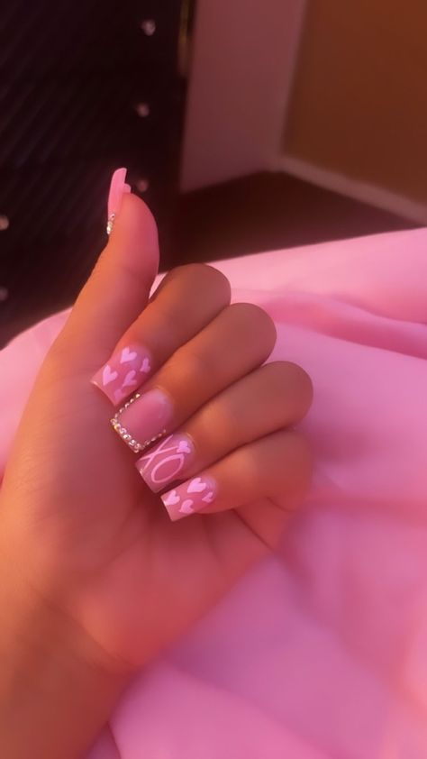 Vday Nails, Hard Nails, Colored Acrylic Nails, Girly Acrylic Nails, French Tip Acrylic Nails, Her Nails, Short Square Acrylic Nails, Long Acrylic Nails Coffin, Acrylic Nails Coffin Pink