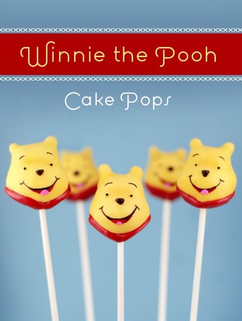 Winnie the Pooh cake pops Pooh Cake Pops, Winnie The Pooh Cake Pops, Winnie Pooh Cake, Mickey And Minnie Cake, Cake Pop Tutorial, Pooh Cake, Winnie The Pooh Cake, Pot Cakes, Winnie The Pooh Themes