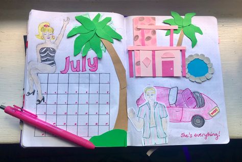 Barbie themed bullet journal #bulletjournal #barbie Barbie Bujo Theme, Barbie Journal, Retro Bullet Journal Theme, Bullet Journal Beach Theme, Movie Tracker Bullet Journal, Barbie Theme, Monthly Themes, Bullet Journal Themes, Journal Themes