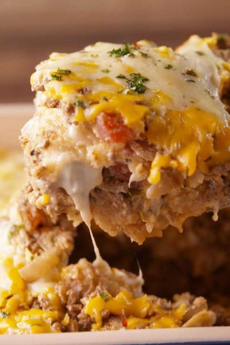 Cheesy Taco Bake Mexican Casseroles, Baked Tacos Recipe, Korean Ground Beef, Ground Beef And Rice, Taco Bake, Ground Beef Recipes Easy, Beef And Rice, Tex Mex Recipes, Beef Casserole