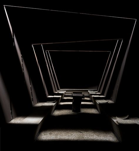 In the words of RCR architects, the underground amphitheater invites reflection "in the deep grounds of the structure of shadows." Shadow Architecture, Arch Light, Shadow Photos, Brutalist Architecture, In The Deep, The Underground, Light And Space, Light Architecture, Brutalism