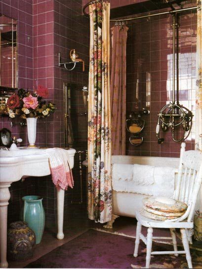 Versailles Style Home, Vibe Board, Bohemian Bathroom, Purple Bathrooms, Boho Bathroom, Nyc Apartment, Bath Room, Betsy Johnson, Apartment Inspiration