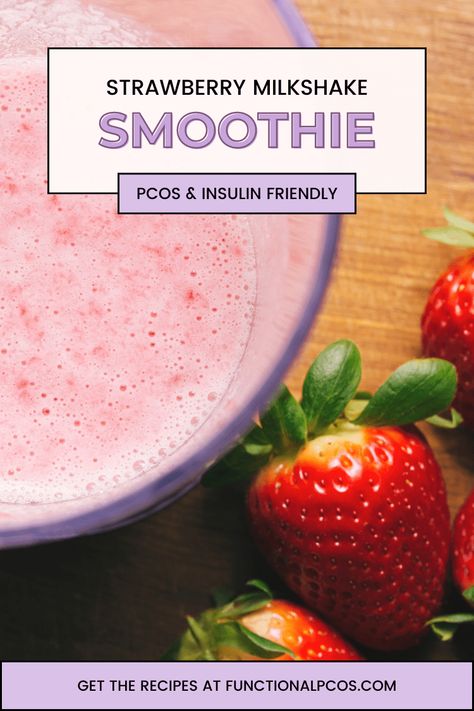 pcos smoothie strawberry milkshake Milkshake Smoothie, Functional Nutrition, Extra Protein, Freeze Dried Strawberries, Strawberry Milkshake, Dried Strawberries, Easy Strawberry, Smoothie Ingredients, Vanilla Protein Powder