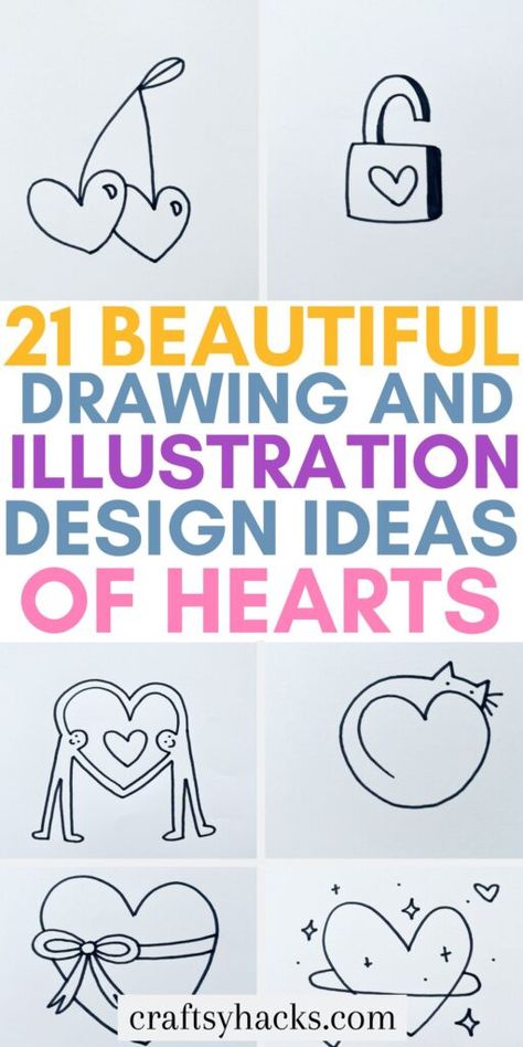 Bf And Gf Drawings Cute Easy, Crush Doodles, Cute Love Drawings For Him Easy, Love Note Doodles, Drawing Heart Ideas, Heart Doodles Simple, Very Easy Drawings For Beginners, Doodle Beginner, Easy Love Doodles