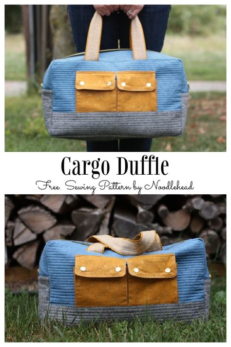 DIY Fabric Cargo Duffle Bag Free Sewing Pattern | Fabric Art DIY Overnight Bag Pattern Free, Duffle Bag Sewing Pattern, Duffle Bag Patterns Free, Diy Duffle Bag Pattern Free, Overnight Bag Pattern, Diy Duffle Bag, Duffle Bag Pattern, Duffel Bag Pattern, Bag Free Sewing Pattern