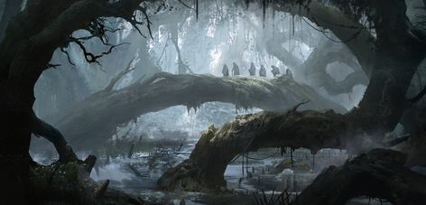 Environment Thumbnails, Flip Books Art, Environment Painting, Painting Forest, Fantasy Tree, Concept Artist, Fantasy Places, Matte Painting, Creepy Art