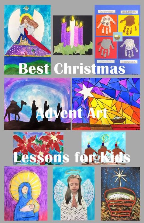 These are my best Christmas and Advent art lessons for kids ages 4-14.  They focus on multiple art elements and principles, and exemplify the spirit of the season. Advent Art Projects, Christmas Art Lessons, Contemporary Pool House, Religious Christmas Art, Christmas Elementary, Advent Art, Contemporary Pool, Christmas Art For Kids, Transitional Kindergarten