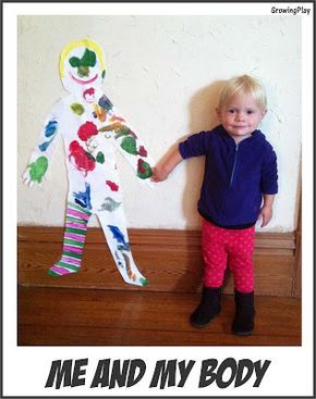 Here is a fun, cute project to work on body awareness.  The child should lay down on large paper.  Trace the body, identifying the body parts as you trace around each one.  Now let the child paint the body however they would like.  Once dry an adult can cut it out and hang it on … Body Awareness Activities, Body Parts Theme, All About Me Preschool Theme, Awareness Art, Me Preschool Theme, All About Me Crafts, Body Preschool, Body Parts Preschool, All About Me Preschool