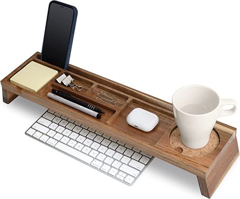 Acacia Wood Desk, Natural Wood Desk, Table Caddy, Cubicle Accessories, Wood Desk Organizer, Office Desk Accessories, Wooden Desk Organizer, Wood Office, Pencil Storage