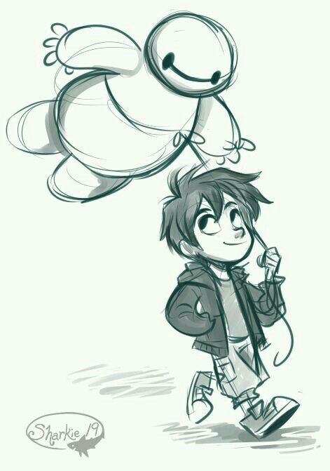 Hiro and Baymax Character Design Cartoon, Disney Sketches, Baymax, Hero 6, Big Hero 6, Big Hero, Disney Fan Art, Disney And Dreamworks, Disney Drawings