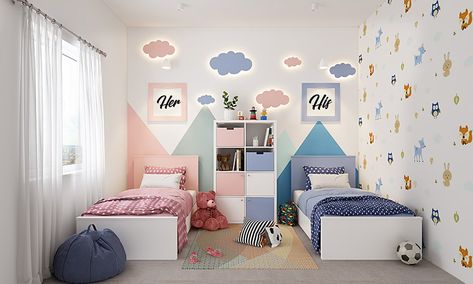 Colour combination for your children's bedroom Unisex Kids Bedroom, Simple Kids Bedrooms, Kids Bedroom Paint, Unisex Bedroom, Boy And Girl Shared Room, Unisex Kids Room, Boy And Girl Shared Bedroom, Kids Rooms Shared, Kids Shared Bedroom