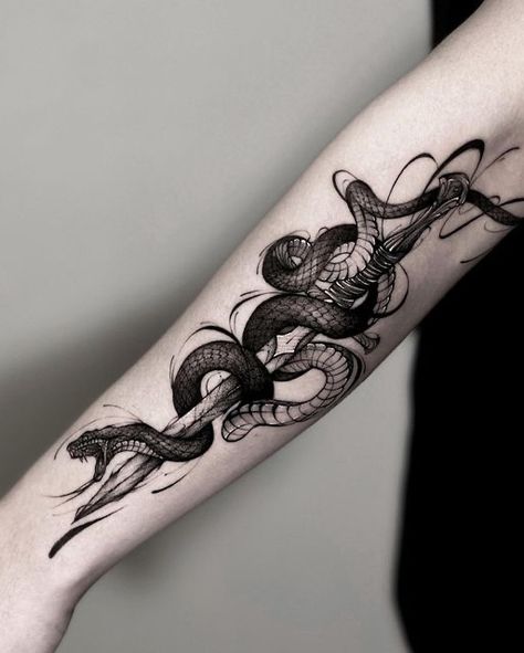 Dark Tattoo Designs, Wish Tattoo, Black Snake Tattoo, Meaningful Tattoos For Men, Cobra Tattoo, Serpent Tattoo, Sharpie Tattoos, Snake Tattoo Design, Fire Tattoo