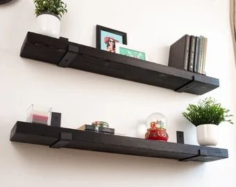 Storage & Organization - Etsy Projector Shelf, Floating Storage Shelves, Wooden Shelf Brackets, Floating Shelf Hardware, Black Metal Shelf, Black Wall Shelves, Metal Floating Shelves, Rustic Bookshelf, Black Shelf